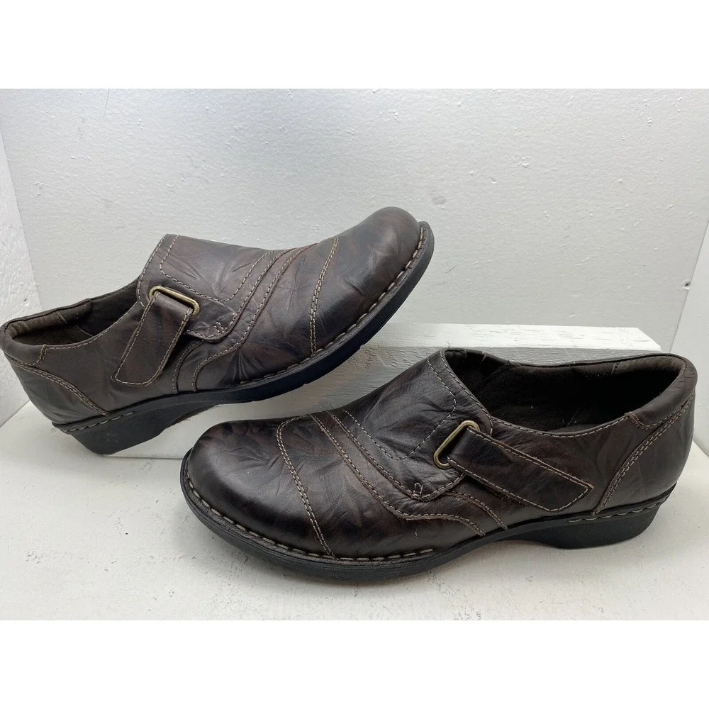 Clarks Bendables Loafers Brown Embossed Leather Flats Womens 10 M 26068747
